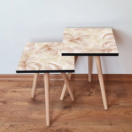 Hanah Home Mesas Nido Beige y Blanco (2 Piezas)